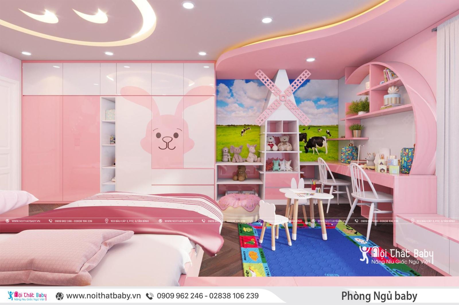 Phòng ngủ trẻ em màu hồng đẹp nhất tại Tp.HCM